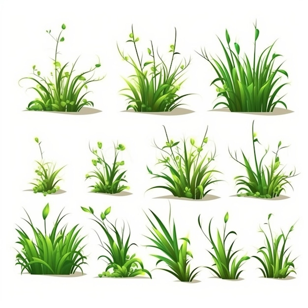 Tiges de plantes vectorielles gratuites pour l'illustration de la nature du plan avant isolé vert