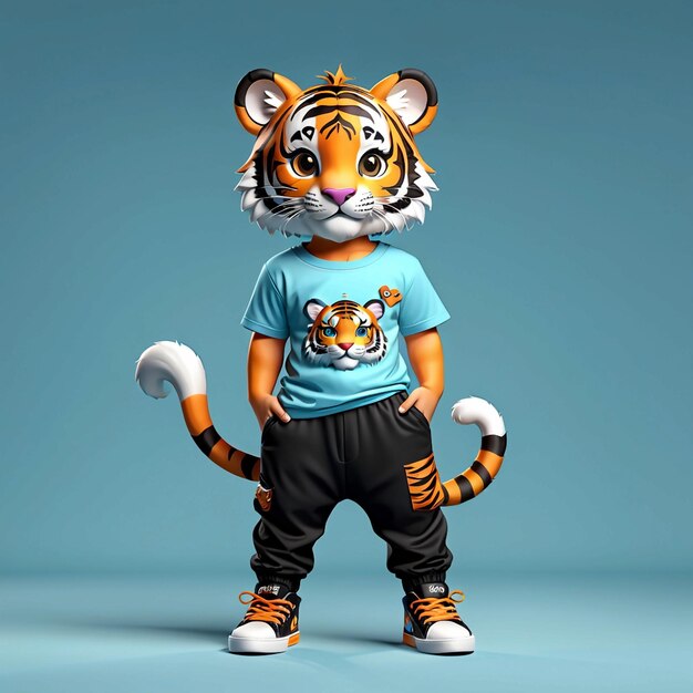 Photo tigre 3d personnage animal