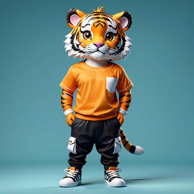 Photo tigre 3d personnage animal