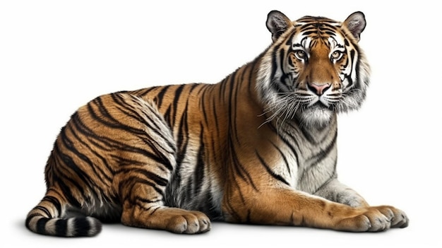 Tigre adulte isolé sur fond blanc avec ombre