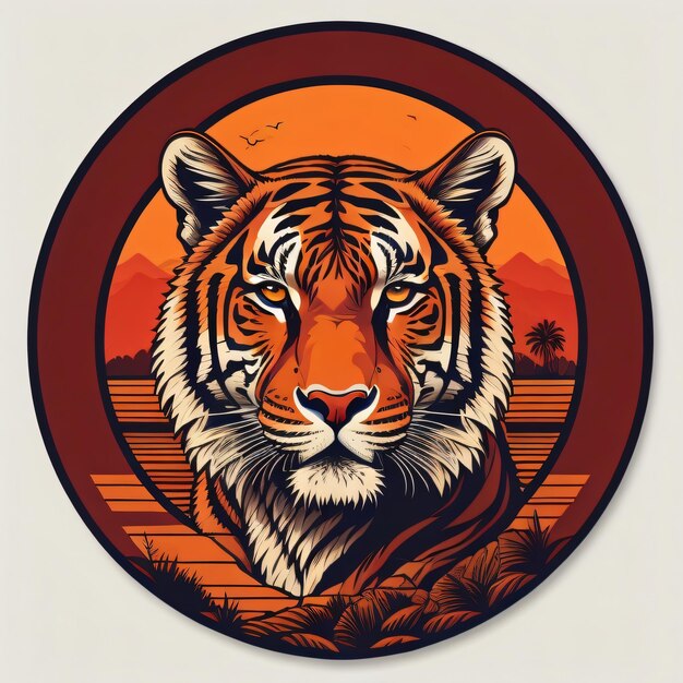 Un tigre animal vector art style illustration tshirt design