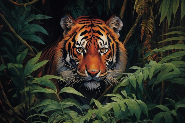 Tigre au milieu de la jungle Wilderness Generative Ai