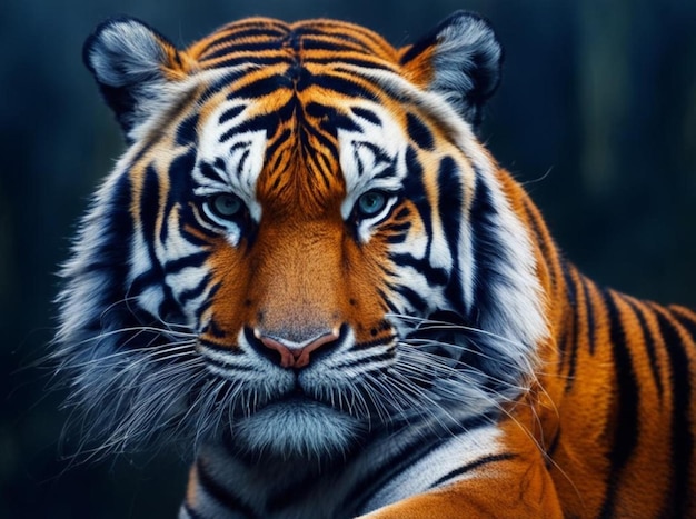 un tigre avec une bande blanche sur le visage