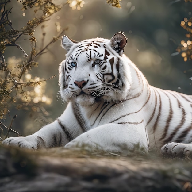 Photo un tigre blanc dans la forêt pour la journée mondiale de la faune