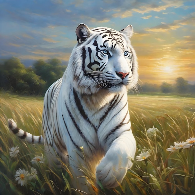 tigre blanc dans la peinture de la nature