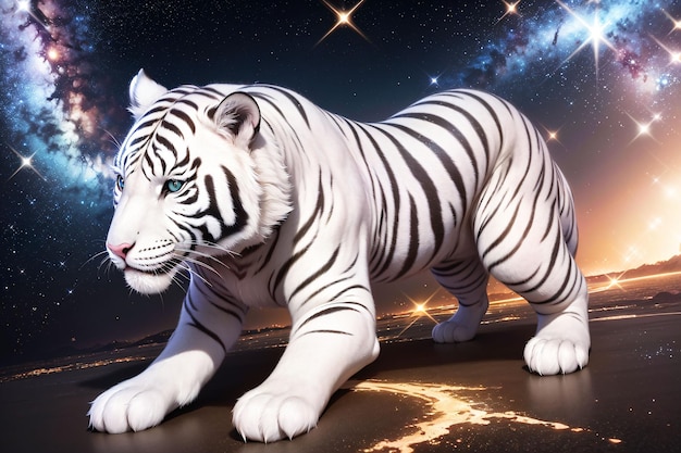 Tigre blanc avec espace sur fond