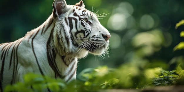 Le Tigre Blanc Majestueux se promène dans la nature