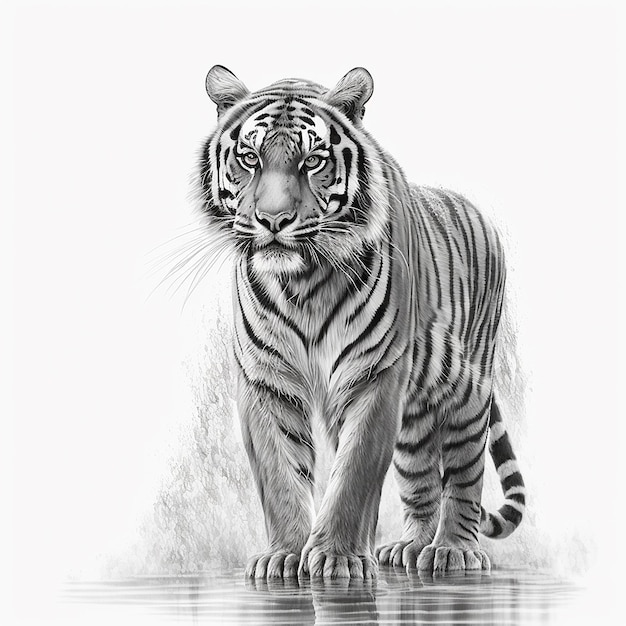 Tigre croquis art illustration fond blanc image Ai généré art