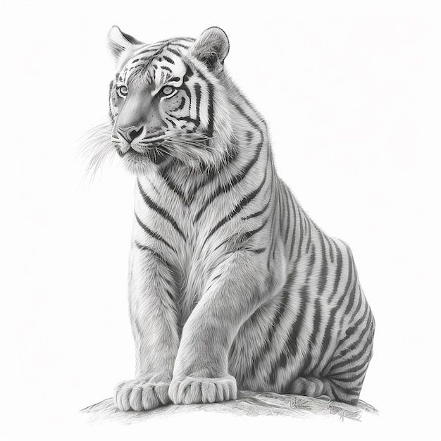 Tigre croquis art illustration fond blanc image Ai généré art