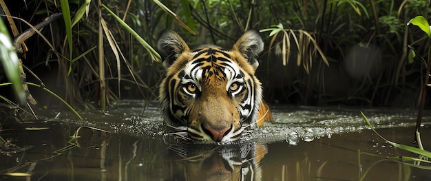 tigre dans l'eau AI généré