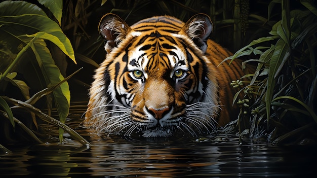 Photo tigre dans l'eau