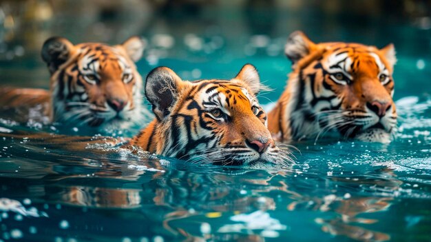 Photo le tigre dans l'étang.