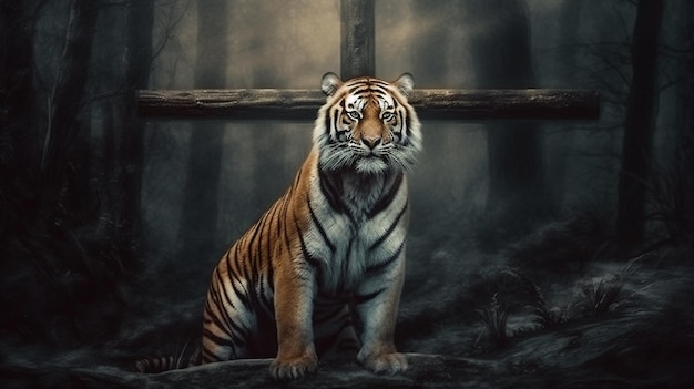 Photo tigre dans la jungle ai générative