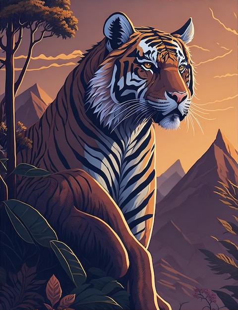 Un tigre dans la jungle la nuit