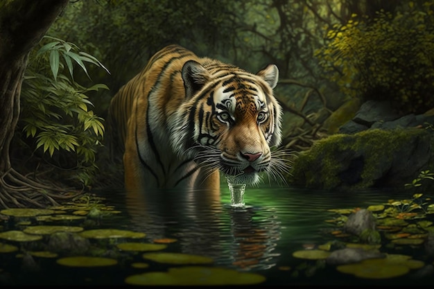 Un tigre dans une jungle par personne