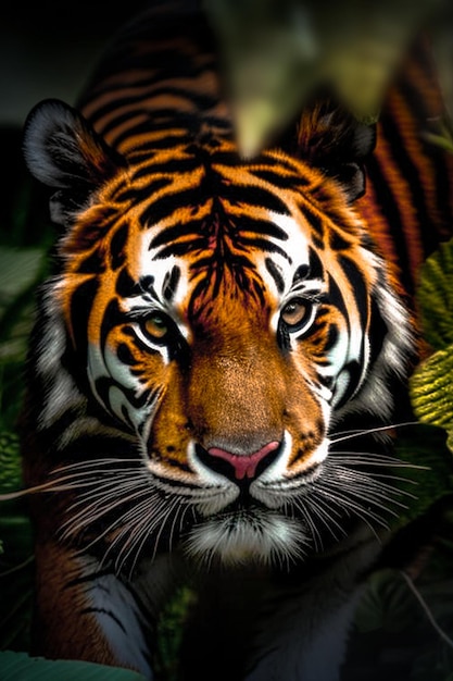 Photo un tigre dans la jungle avec le visage d'un tigre