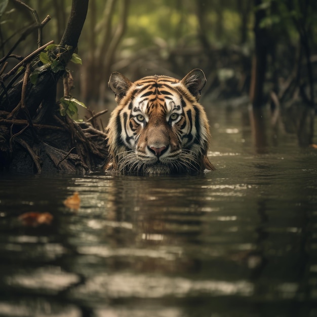 tigre dans la nature dans l'eau