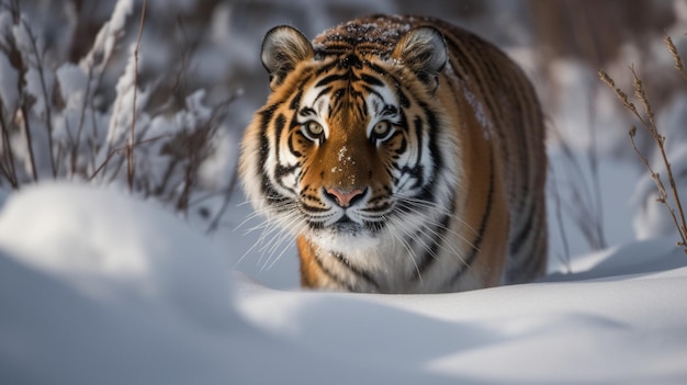 Un tigre dans la neige