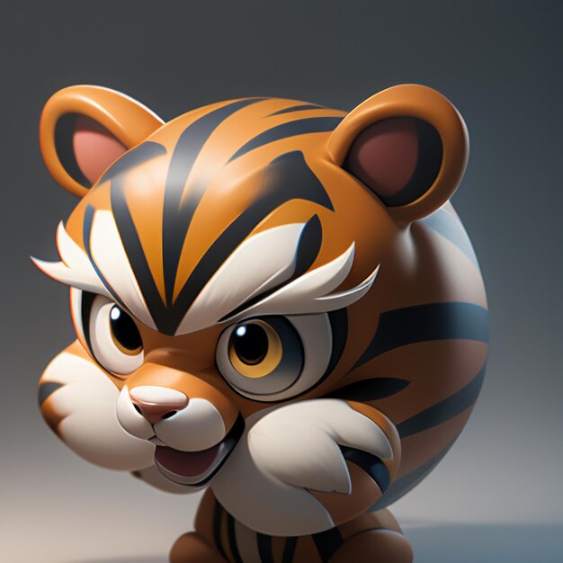 Photo tigre dessin animé animal icône image mignon style comique illustration animal sauvage rendu 3d c4d