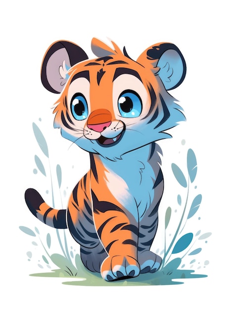 le tigre de dessin animé en bleu