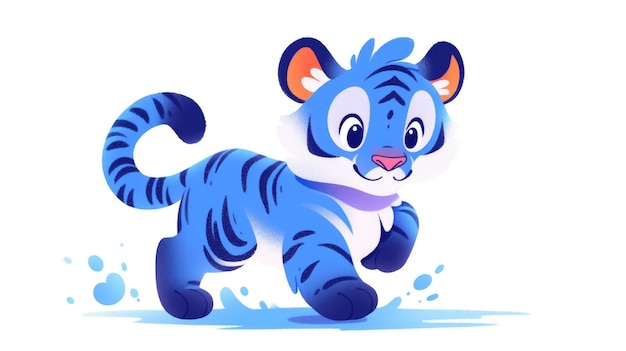 le tigre de dessin animé en bleu