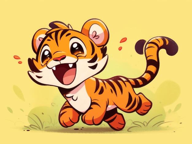 le tigre de dessin animé en jaune