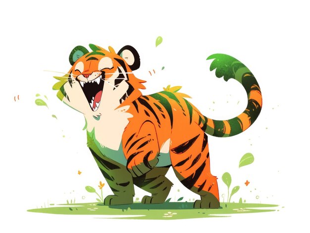 le tigre de dessin animé en vert