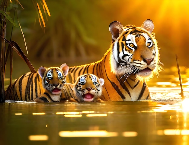 tigre du Bengale avec des petits papier peint de fond