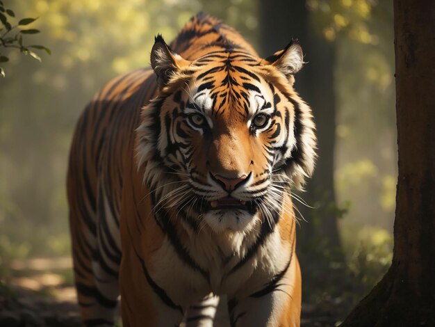 Tigre du Bengale regardant l'agression dans les yeux beauté majestueuse dans la nature