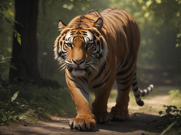 Tigre du Bengale regardant l'agression dans les yeux beauté majestueuse dans la nature