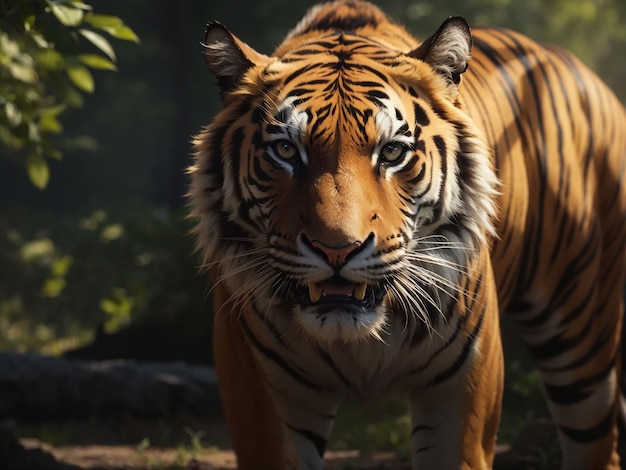 Tigre du Bengale regardant l'agression dans les yeux beauté majestueuse dans la nature