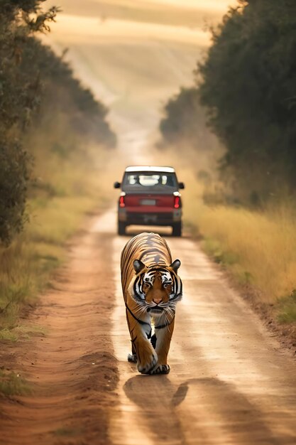 tigre étonnant dans l'habitat naturel pose de tigre