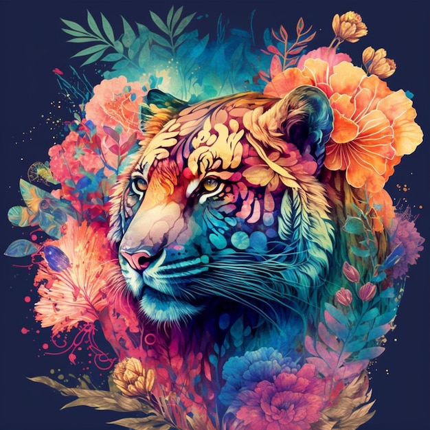 tigre en fleurs