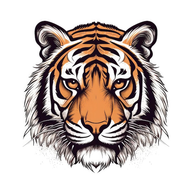 Tigre sur fond blanc Logo Art numérique AI générative