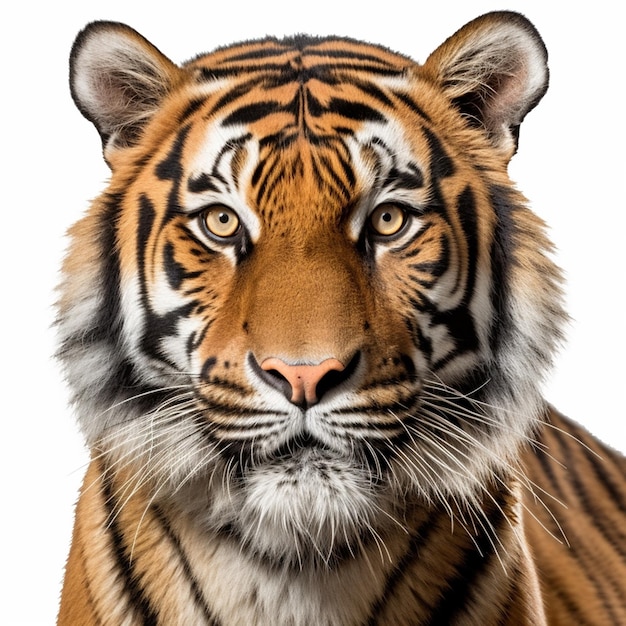 Un tigre avec un fond blanc