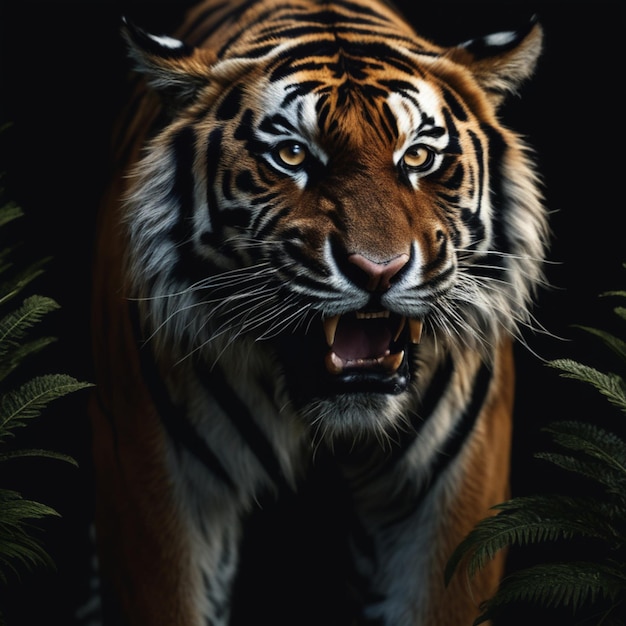 tigre sur fond noir