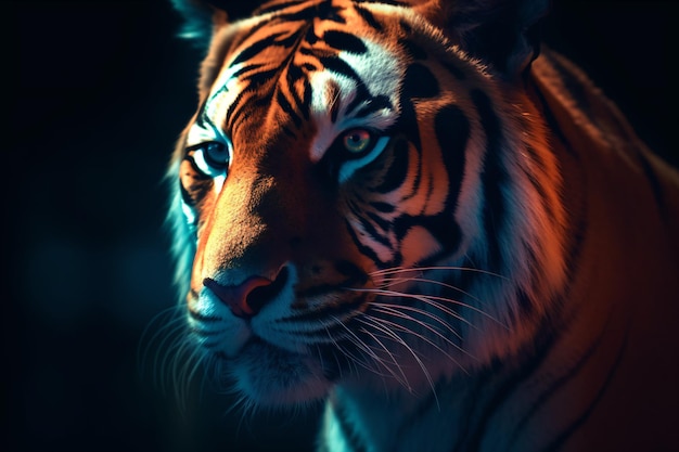 Tigre sur fond noir