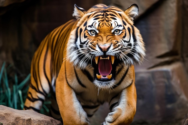 Un tigre avec un fond noir