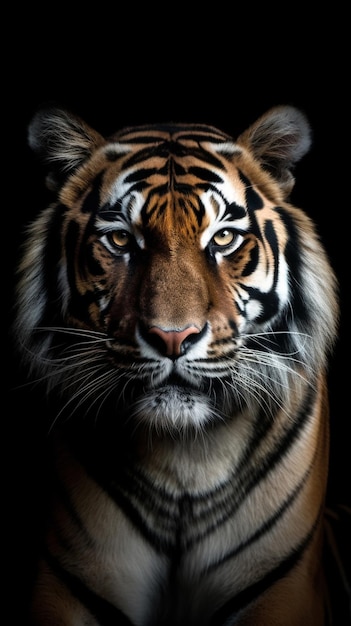 Un tigre avec un fond noir