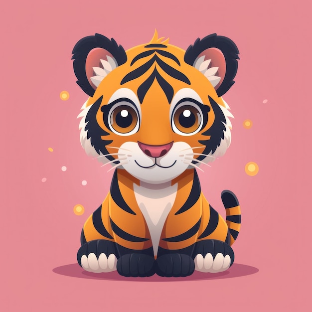 Un tigre gracieux et paisible avec un fond pastel