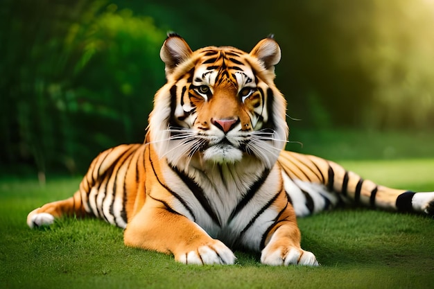 Tigre sur l'herbe fond d'écran