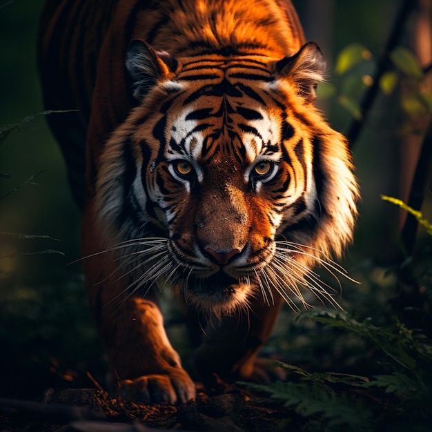 Tigre marchant dans la nature