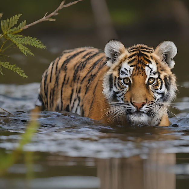 un tigre nage dans l'eau et nage dans leau