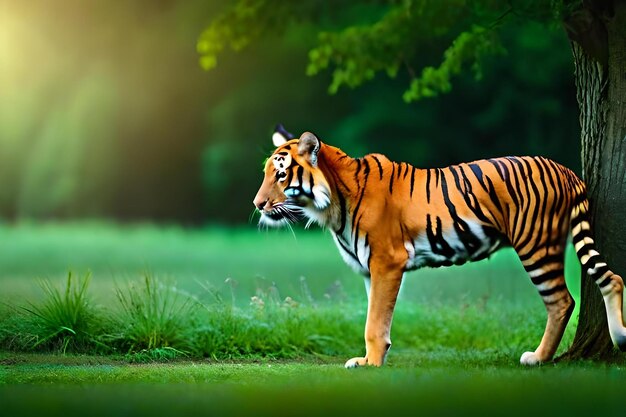 Tigre sur un rocher dans la forêt