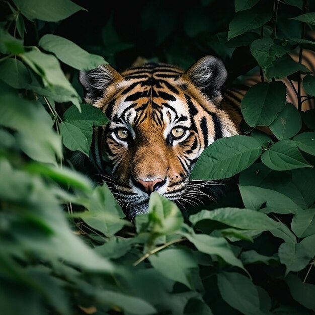 Tigre sauvage se prépare à attaquer fond sombre