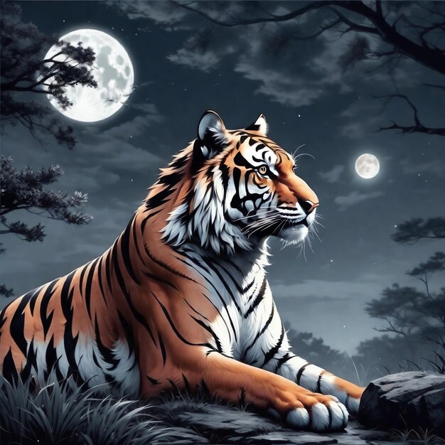 Le tigre sous la lune 3D