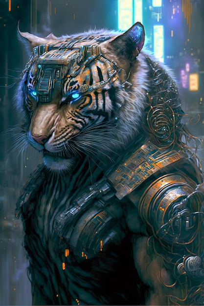 Tigre steampunk avec des lunettes