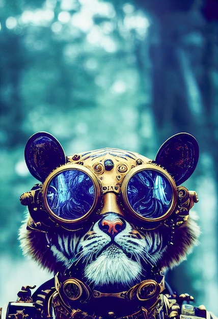 Tigre steampunk avec des lunettes