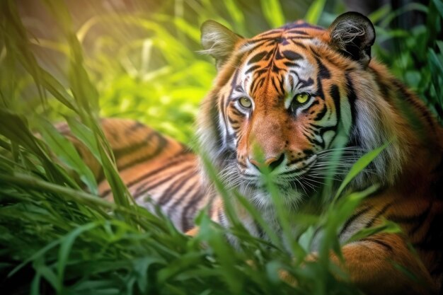 Le tigre de Sumatra sur le champ