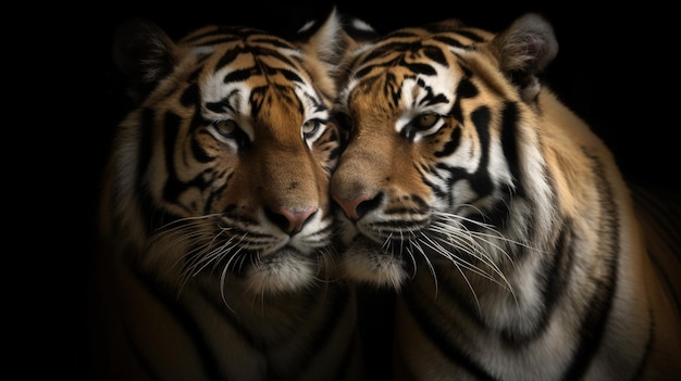 Un tigre et un tigre sont représentés sur cette image.